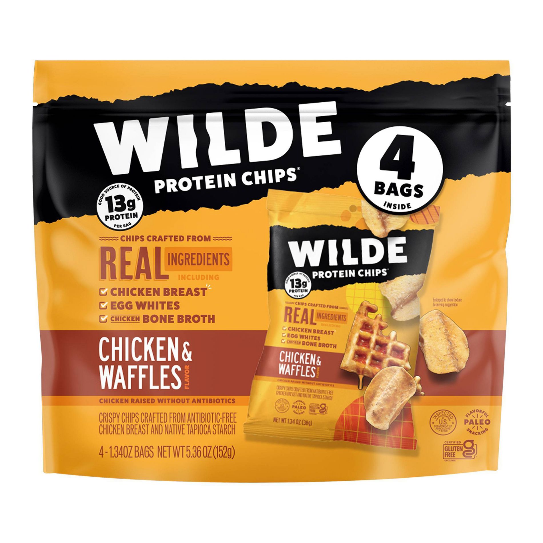 WILDE 13g Protein Chips - Chicken & Waffles - 4ct