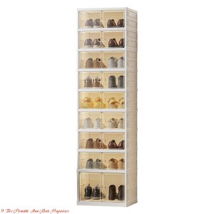 Portable Shoe Rack Organizer, Tackable Sneaker Storage Shoe Cabinet W/ Magnetic Clear Door, Large Plastic Storage Containers Bins W/ Lids - 1 of 4