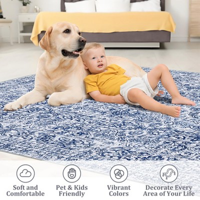 Vintage Printed Area Rugs Non-Slip Oriental Distressed Accent Carpet