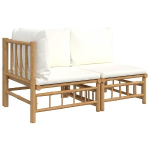vidaXL Garden Lounge Set Cream White Bamboo, Fabric (100% Polyester), Foam - 1 of 4