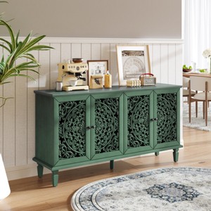 60'' Carved Wood Buffet Cabinet with Adjustable Shelves,Antique Sideboard for Living Room or TV Stand-Baofuwish - 1 of 4