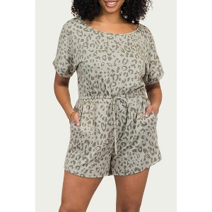Women's LEOPARD STRETCH MODAL-BLEND ROMPER - BLUE LEOPARD - 1 of 3