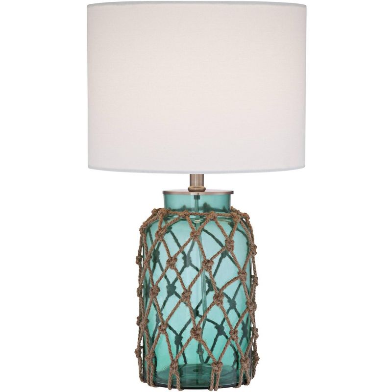 360 Lighting Crosby Coastal Accent Table Lamp 22 1/2" High Blue Green Glass Rope with Table Top Dimmer Off White Drum Shade for Bedroom Living Room, 1 of 7