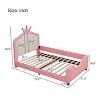 Twin Size PU Leather Upholstered Daybed for Kids, Crown Headboard with Button Tufting, Low to Ground Design, Bed with Wood Frame-Baofuwish - 4 of 4