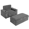 VYNXARIA 42" Oversized Chaise Lounge Indoor,Faux Rabbit Fur Sofa Bed with Storage Ottoman and Armrests,Cup Holders,Upholstered Sleeper Chair - 4 of 4