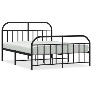 vidaXL 12" Black Full Size Metal Bed Frame with Headboard & Footboard No Mattress - 1 of 4
