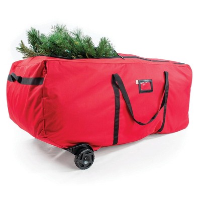 Red Wheeled Duffel Christmas Tree Storage Bag for 9 ft Trees