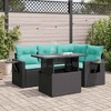 vidaXL 5 Piece Patio Sofa Set with Cushions Brown Poly Rattan Acacia - 2 of 4