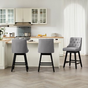 Gericco 26" Swivel Bar Stools, Upholstered Swivel Counter Stools with Back, Modern Kitchen Island Stools with Solid Wood Legs - 1 of 4