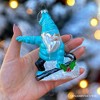 Snowboarding Gnome Glass Christmas Ornament, Winter Blue Aspen Tree Decor| OrnamentallyYou - 4 of 4