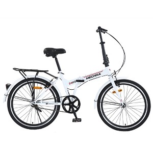 Gulches 24 Inch Folding Bike for Adults Men Women Single Speed Steel Frame Dual V Brakes Fenders Adjustable Leather Saddle White - 1 of 4