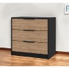 HomeRoots 28" Natural and Black Three Drawer Dresser - 2 of 3