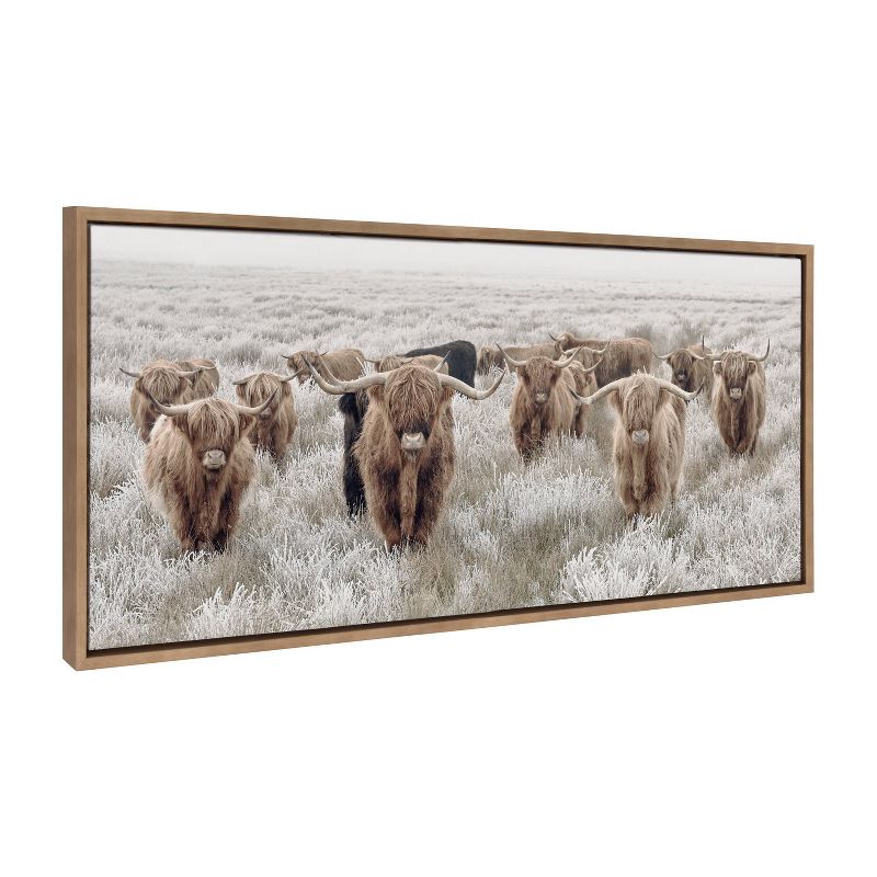 18&#34; x 40&#34; Sylvie Herd of Highland Cows Color Framed Canvas by Creative Bunch Gold - Kate &#38; Laurel All Things Decor, 1 of 8