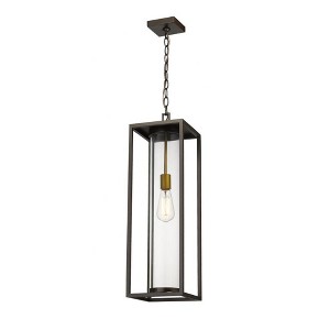 Dunbroch 8" Outdoor Ceiling Fixture - Black Aluminum, Dimmable, Chain Mount, 1 Bulb - 1 of 3