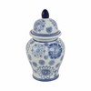 Sagebrook Home 10" Temple Jar - White and Blue Vintage Floral Design - Contemporary Glam Ceramic Temple Jar For Indoor - 4 of 4
