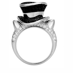 Tophat Cat Statement Ring for Women by Ginger Lyne Black Plated Cz Kitty Ring for Her - 1 of 4