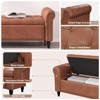 Storage Bed Bench, Faux Leather Upholstered Ottoman Foot Rest with Rolled Arms - 4 of 4
