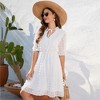 Clearlove Women's Summer Casual Short-Sleeved V-Neck Dress Polka Dot Mid-Length Dress - 4 of 4