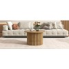 Okak Natural Farmhouse Coffee Table with Storage, 2-Tier Center Table Side Tables with Half Open Compartment for Living Room Bedroom - 2 of 4