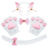Joyfy 5 Pcs Kitty Cat Halloween Costume Accessory Set for Adult, Kids, Cat Ears Headband, Paws Gloves, Bow Tie, Tail, Cosplay Dress Up Party - 4 of 4