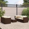 vidaXL Patio Lounge Set with Cushions Sectional Sofa Garden Backyard Poly Rattan - Brown and cream - 2 of 4