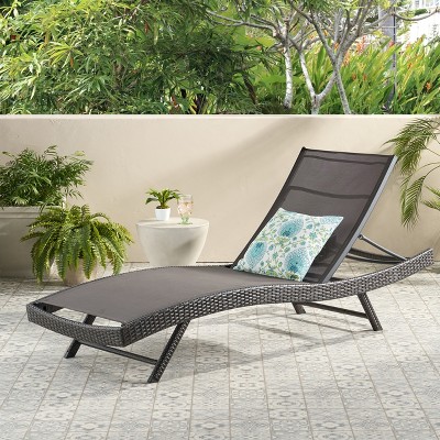Christopher Knight Home Sarah Outdoor Patio Mesh Chaise Lounge with Adjustable Backrest and Metal Frame