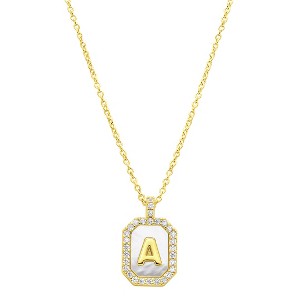 Adornia 14k Gold Plated White Mother-of-Pearl Initial Tablet Necklace - 1 of 3