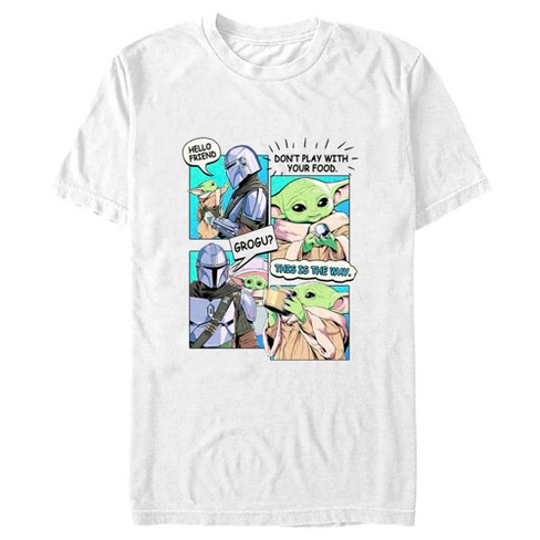 Men's Star Wars: The Mandalorian Grogu and Din Djarin Comic Strip T-Shirt -  White - 2X Large
