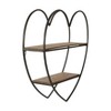 Sagebrook Home 20" 2-Tier Heart Wall Shelf - Contemporary Industrial Rustic Brown Metal and Wood Mounted Wall Shelf - 2 of 4