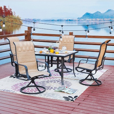 5pc Outdoor Steel Patio Dining Sets Cream - Lokatse