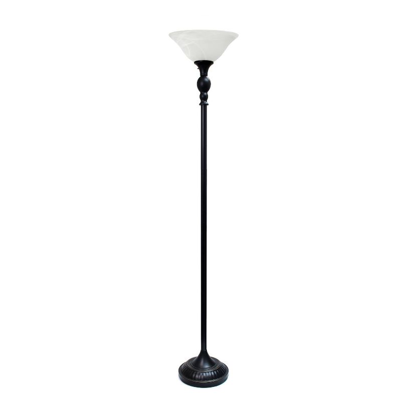 1-Light Torchiere Floor Lamp with Marbleized Glass Shade - Elegant Designs, 1 of 10