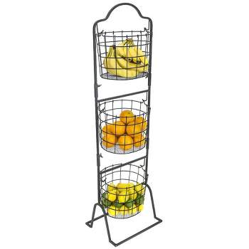 Sorbus 3-Tier Oval Shaped Wire Market Basket Stand - for Fruit, Vegetables, Toiletries, Household Items, and More