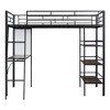 Twin Size Loft Metal Bed with 3 Layers of Shelves and Desk, Stylish Metal Frame Bed with Whiteboard - 3 of 4
