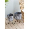 Chery Life Set of 2 Metal Planter Stand,Round Galvanized Grey Farmhouse Planter - 4 of 4