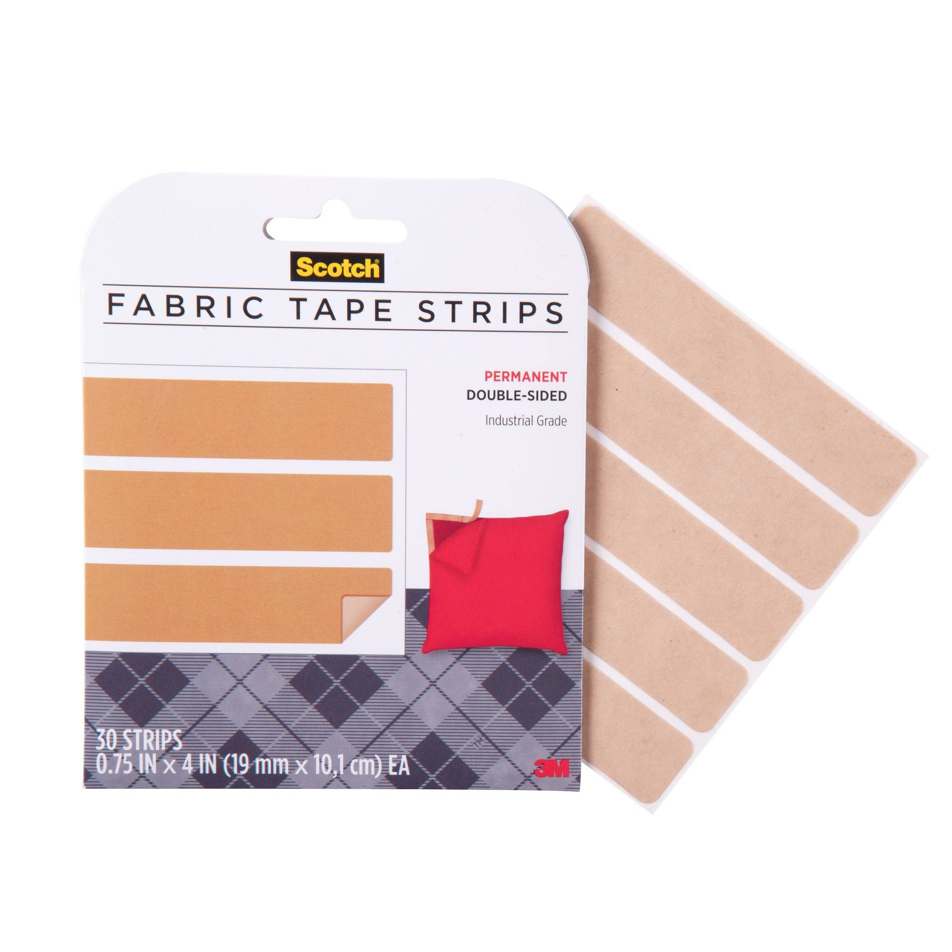 Scotch Permanent Fabric Tape 180'' 30ct Clear: Hemming & Upholstery Tape, 0.75" Width, 180" Length, Masking Tape