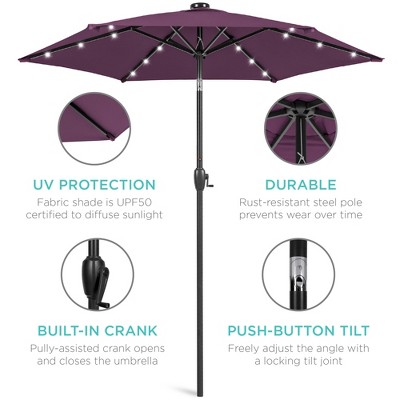 7.5ft Amethyst Purple Solar LED Outdoor Patio Umbrella