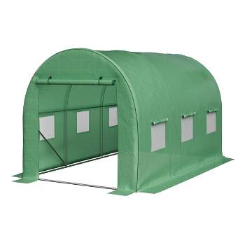Walk In Greenhouse - 12ft x 7ft x 7ft Outdoor Green House with Vented Windows - Mesh-Reinforced Polyethylene Cover with Steel Frame by Home-Complete