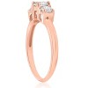Pompeii3 1ct 3 Stone Diamond Engagement Round Cut Ring 14k Rose Gold - 3 of 4
