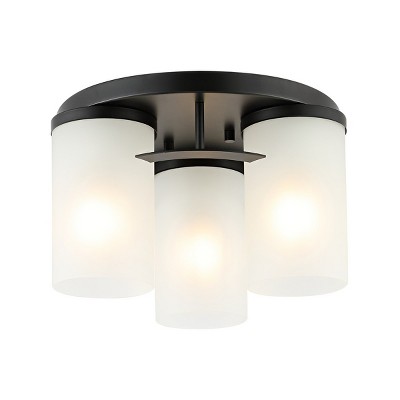 Jeffra Black and Acid Glass 3-Light Flush Mount