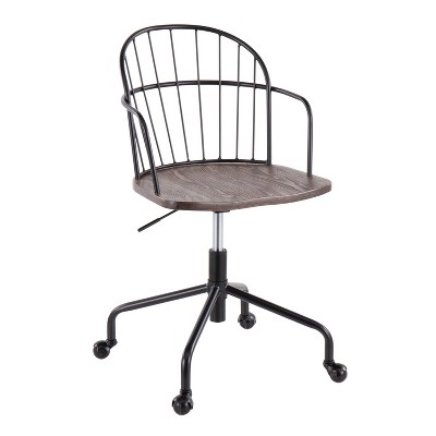 Riley Industrial Office Chair Wood Black/Dark Walnut - LumiSource