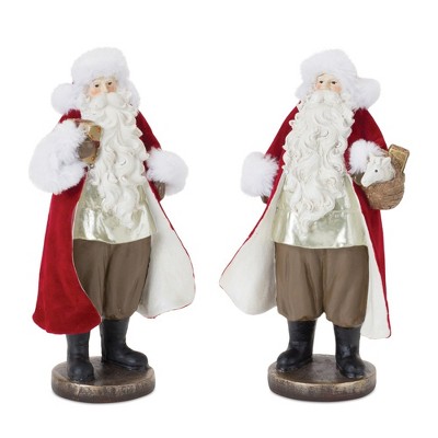 Melrose Flocked Santa Figurine (Set of 2)