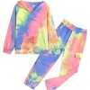Arshiner 2 Pieces Girls Outfits Tie Dye Sweatsuits Pant Set Long Sleeve Athletic Sweatshirts and Sweatpants with Pockets - 4 of 4