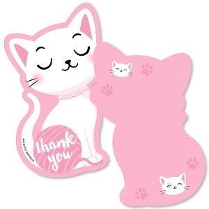 Big Dot of Happiness Purr-fect Kitty Cat - Shaped Thank You Cards - Kitten Baby Shower Birthday Party Thank You Note Cards with Envelopes - Set of 12 - 1 of 4