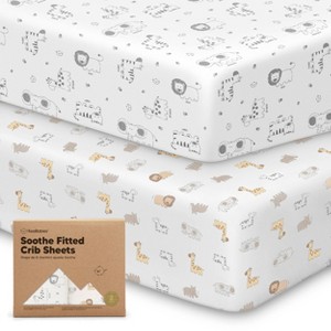 KeaBabies 2pk Soothe Fitted Crib Sheets Neutral, Organic Baby Crib Sheets, Fits Standard Nursery Baby Mattress - 1 of 4
