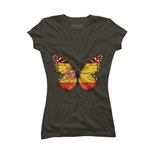 Junior's Design By Humans Butterfly Flag Of Spain By GiftsIdeas T-Shirt - 1 of 2