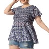 Agnes Orinda Women's Plus Size Chiffon Smock Waist Ditsy Floral Peplum Casual Blouses - 2 of 4