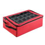 Hasting Home 48 Compartment Zippered Adjustable Ornament Storage Box – 20" x 13", Red