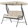 Resenkos 3-Seat Swing Set, Weatherproof Steel, Easy-Adjust Canopy, Thick Cushions, Perfect For Garden, Cream White - 2 of 4