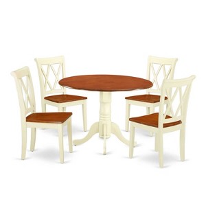 Round Dining Set 5pc 42 Inch Table & 4 Chairs Southwestern Style - 1 of 4