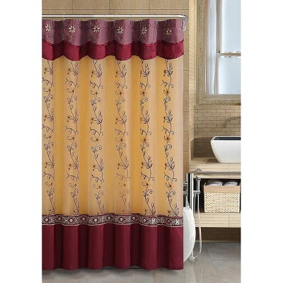 Kate Aurora Royal Living Daphne Embroidered Sheer & Taffeta Fabric Shower Curtain